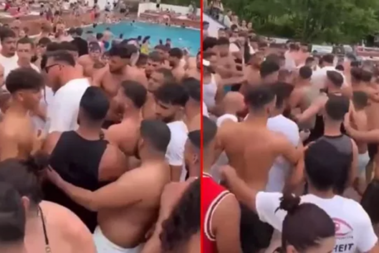Almanya'da y&uuml;z kişinin birbirine girdiği havuz kavgası sosyal medyada olay yarattı