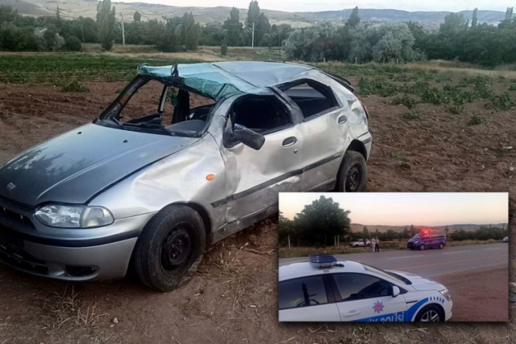 Kırıkkale'de feci kaza! Kontrolden &ccedil;ıkan otomobil takla attı