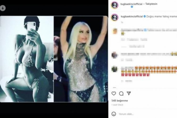Tuğba Ekinci, "Doğru meme, yanlış meme" diyerek G&uuml;lşen'le g&ouml;ğ&uuml;slerini kıyasladı