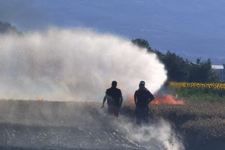 Bursa İneg&ouml;l'de buğday tarlası yangında k&uuml;le d&ouml;nd&uuml;