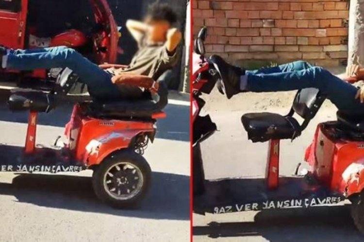 Batman'da motosikletini ayağıyla s&uuml;ren vatandaşı g&ouml;renler "pes artık" dedi