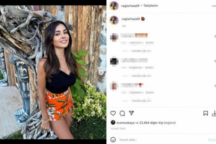 Hazal &Ccedil;ağlar, mini etekli pozuyla dikkatleri &uuml;zerine &ccedil;ekti