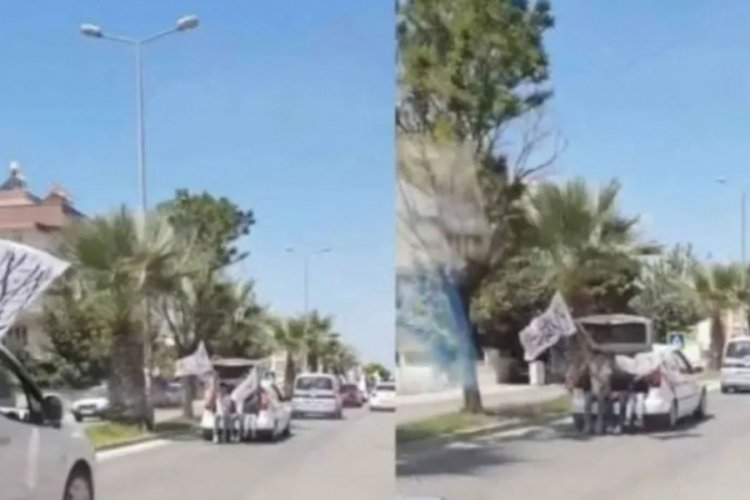 Aydın'da Taliban bayraklı d&uuml;ğ&uuml;n tepkilere neden oldu