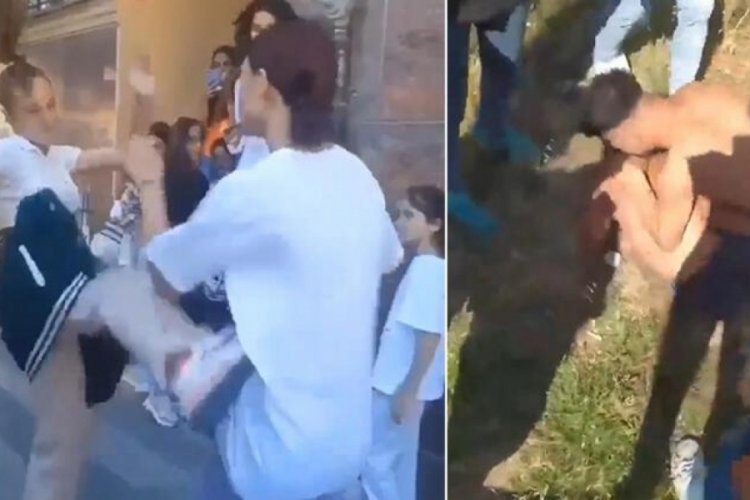 İstanbul'da sokak d&ouml;v&uuml;şlerini aratmayan g&ouml;r&uuml;nt&uuml;ler!