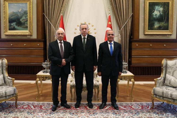 Cumhurbaşkanı Erdoğan, Akile Salih ve Abdullah el-Lafi'yi kabul etti&nbsp;