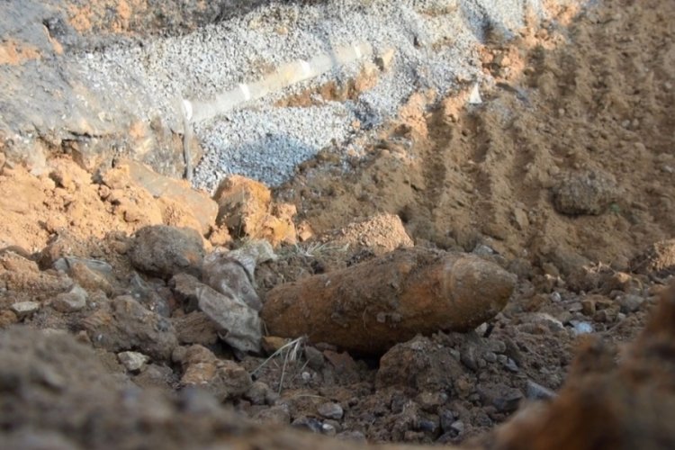 Yol &ccedil;alışması sırasında havan topu mermisi bulundu