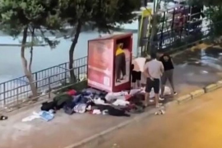 Giysi&nbsp;kutusundaki kıyafetleri &ccedil;alan 4 kişi tutuklandı