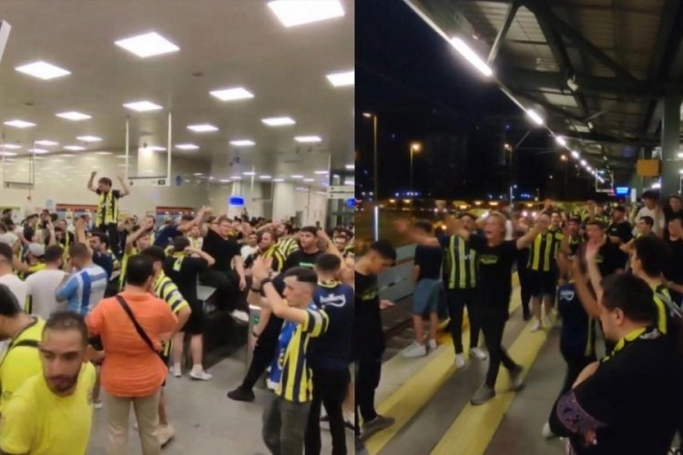 Fenerbah&ccedil;eli taraftarlar yolda kaldıkları i&ccedil;in Marmaray'da protesto etti