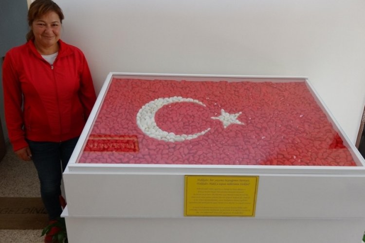 Bir gecede il&ccedil;edeki T&uuml;rk bayraklarını değiştirdi