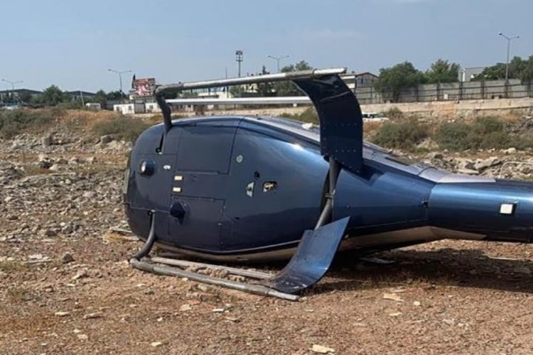 İzmir'de sivil helikopter yan yattı