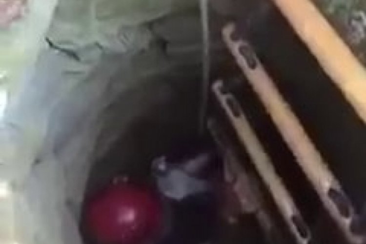 Sakarya'da kuyuya d&uuml;şen ke&ccedil;i itfaiye ekiplerince kurtarıldı