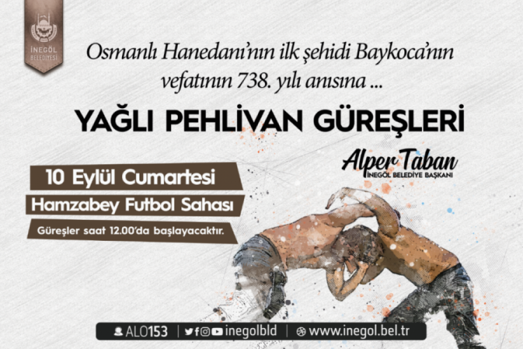 Bursa İneg&ouml;l'de 738. Baykoca'yı Anma Yağlı Pehlivan G&uuml;reşleri başlıyor