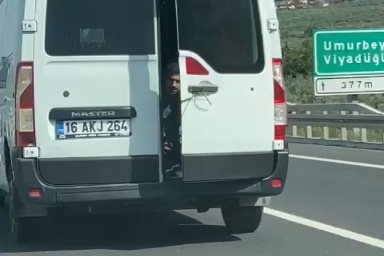 Bursa otobanda tehlikeli yolculuk kamerada