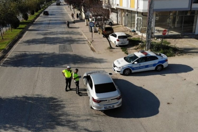 Bursa İneg&ouml;l'de drone ile trafik denetimi yapıldı