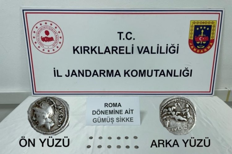 Kırklareli'de Roma d&ouml;nemine ait 14 g&uuml;m&uuml;ş sikke ele ge&ccedil;irildi