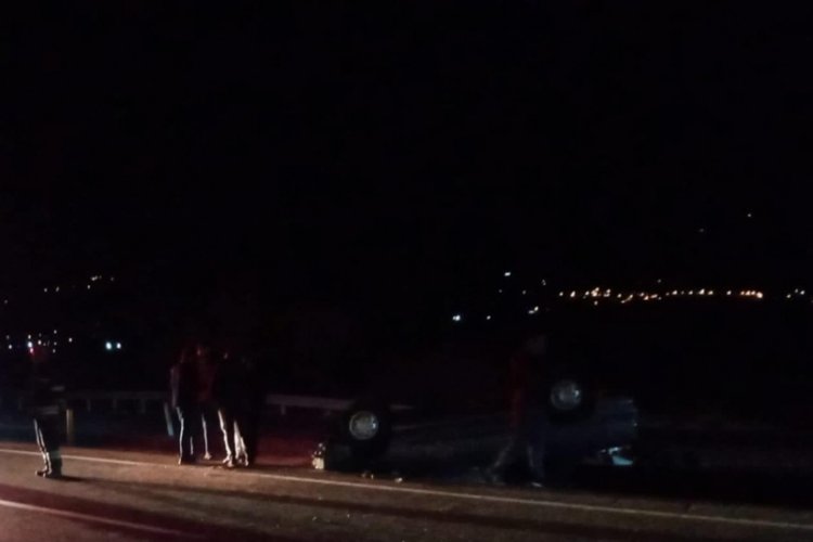 Manisa'da yola &ccedil;ıkan domuz s&uuml;r&uuml;s&uuml; kazaya sebep oldu