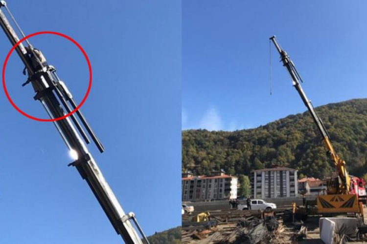 Kastamonu'da vin&ccedil; operat&ouml;r&uuml; vincin tepesinde mahsur kaldı