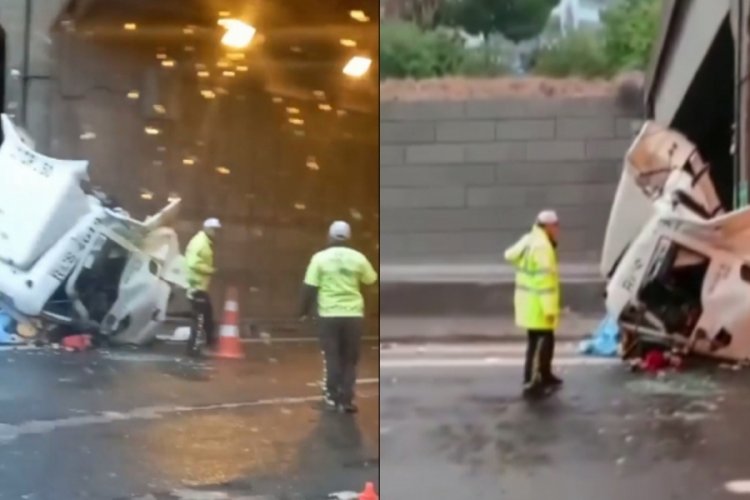 K&ouml;pr&uuml; ayağına &ccedil;arpan tırda korkun&ccedil; son!