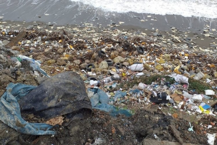 Zonguldak'ta Alaplı sahili &ccedil;&ouml;pl&uuml;ğe d&ouml;nd&uuml;