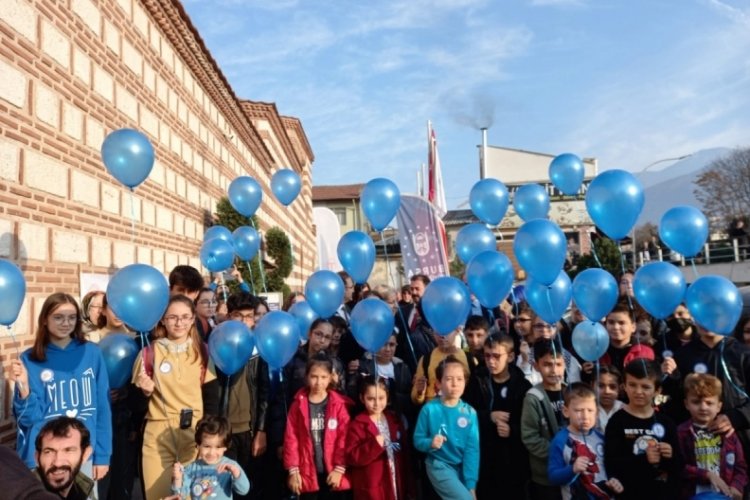 Bursa'da mavi balonlar diyabet i&ccedil;in g&ouml;ky&uuml;z&uuml;nde