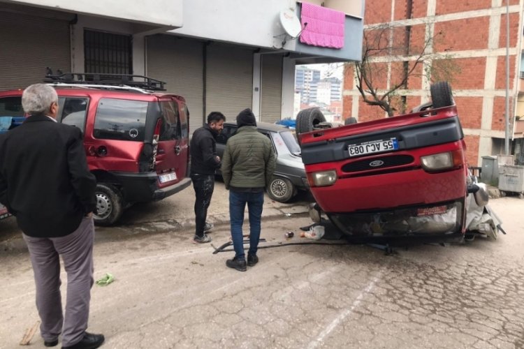 Ordu'da freni patlayan kamyonet takla attı