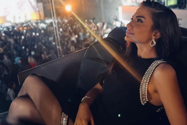 Demet &Ouml;zdemir, yırtma&ccedil;lı elbisesiyle poz verdi