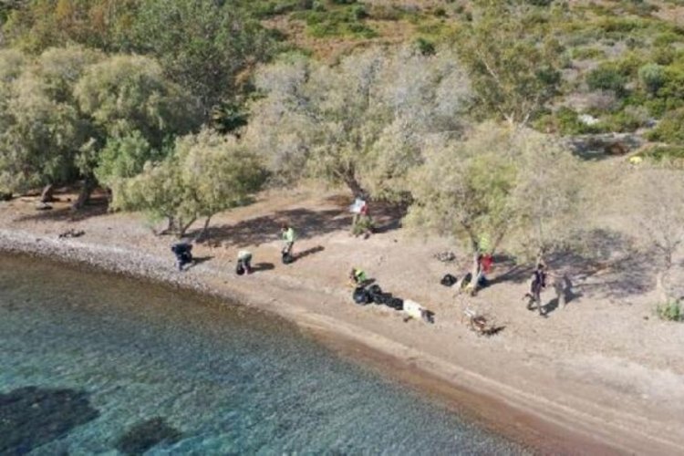 Muğla Bodrum'da &ccedil;evre g&ouml;n&uuml;ll&uuml;leri sahil temizliği yaptı