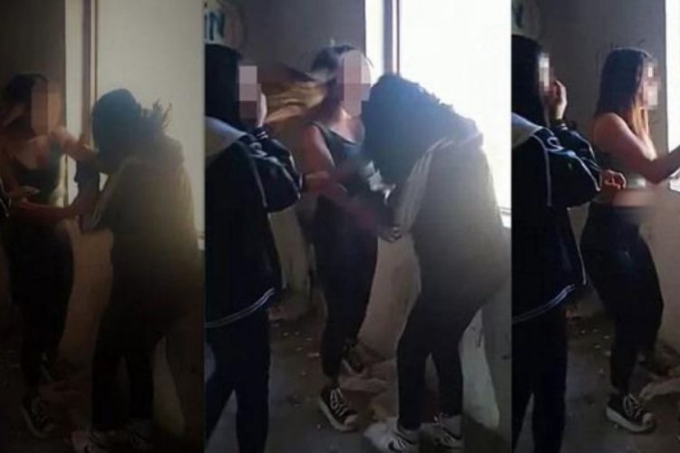 Ortaokulda okuyan kız &ouml;ğrenciler birbirine girdi!