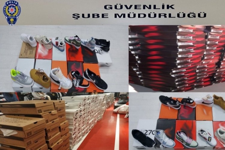 Edirne'de bir işyerinde &ccedil;ok sayıda taklit ayakkabı ele ge&ccedil;irildi