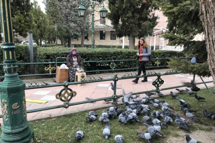 Eskişehir'in dondurucu soğuğunda ge&ccedil;inebilmek i&ccedil;in kuş yemi satıyor