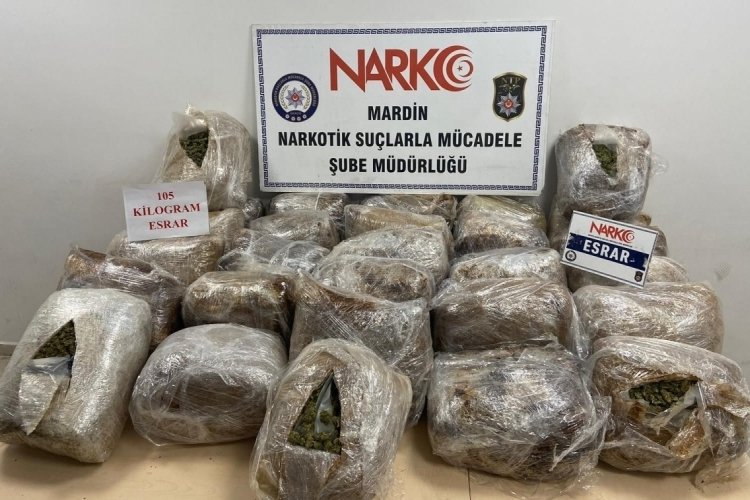 Mardin'de 105 kilogram esrar ele ge&ccedil;irildi