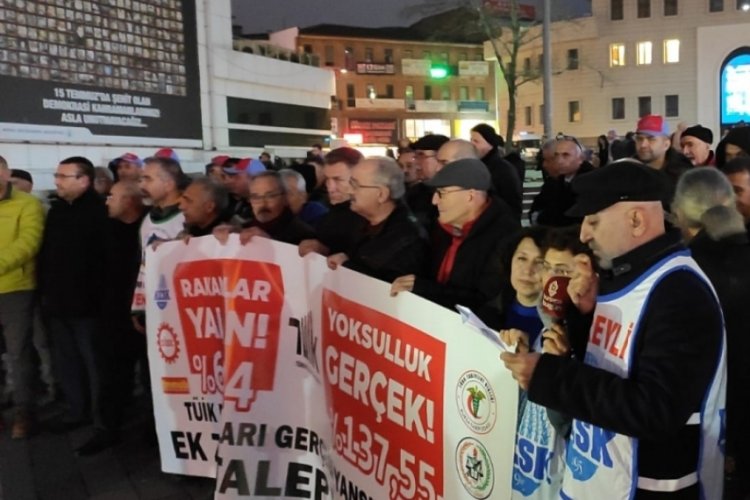 Bursa'da sendikalar isyan etti: İnsanca yaşamaya yetecek bir &uuml;cret istiyoruz