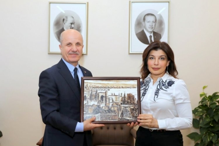 Y&Ouml;K Başkanı &Ouml;zvar, UTKMV Başkanı Efendiyeva'yı ağırladı