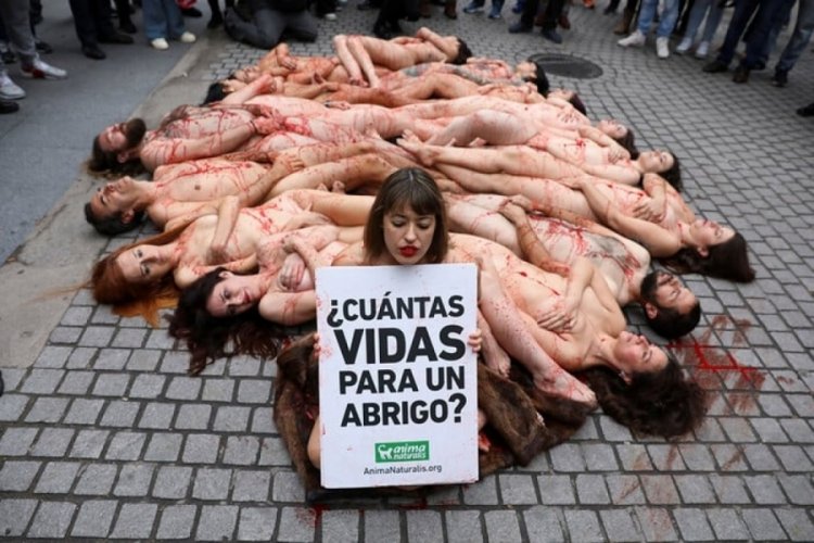 Madrid'te &ccedil;ıplak protesto