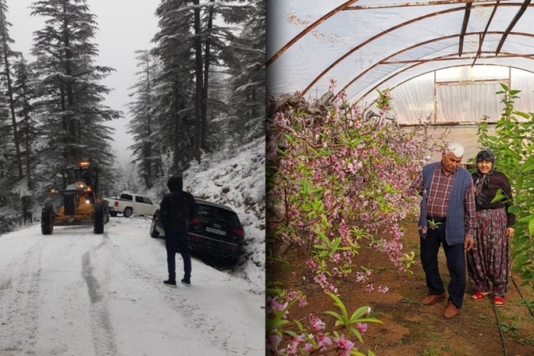 Şehir iki mevsimi yaşıyor: Bir yanı kar, bir yanı bahar!