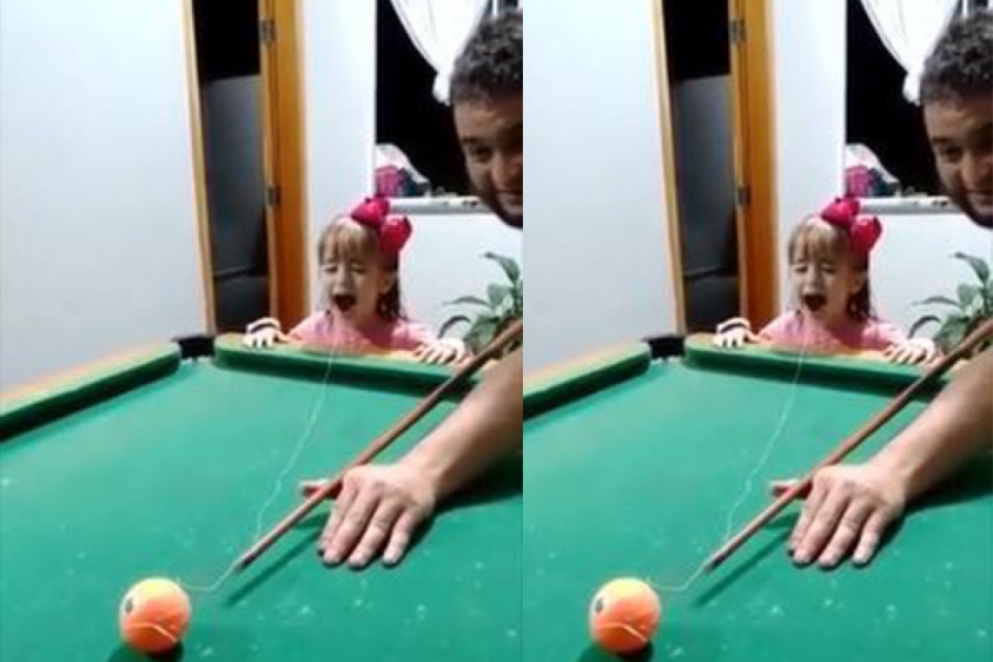 Kızının dişini bilardo topuna vurarak &ccedil;ekti