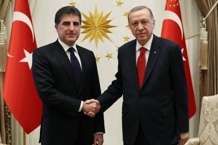 Erdoğan, Irak K&uuml;rt B&ouml;lgesel Y&ouml;netimi Başkanı Barzani'yi kabul etti