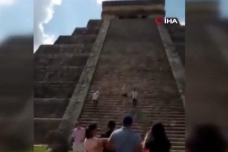 Meksika'da koruma altındaki piramide tırmanan turiste sopalı saldırı