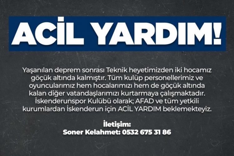 İskenderunspor, yardım &ccedil;ağrısında bulundu