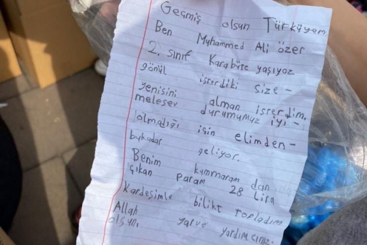 K&uuml;&ccedil;&uuml;k &ccedil;ocuktan deprem b&ouml;lgesine ağlatan mektup