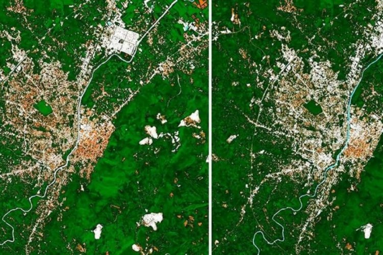 Hatay'daki yıkım uydu g&ouml;r&uuml;nt&uuml;lerine yansıdı