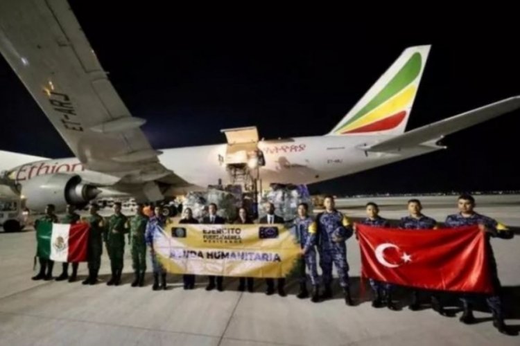 Meksika'dan g&ouml;nderilen yardım malzemeleri Adana'da