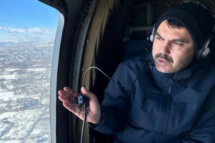 Bakan Kurum, Malatya'yı helikopterle havadan inceledi