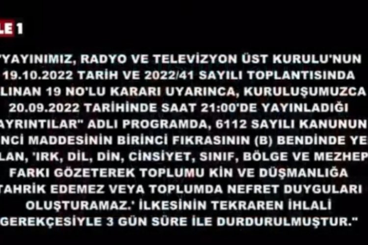 TELE 1'in 3 gün cezası başladı