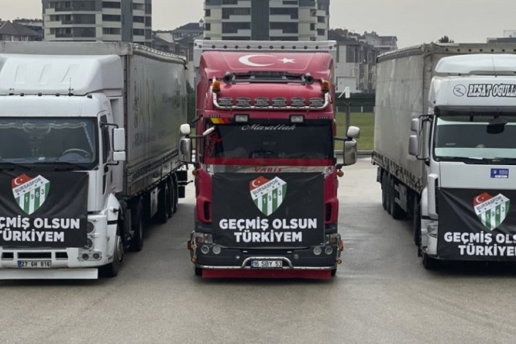 Bursaspor deprem b&ouml;lgesine yardımları ma&ccedil; g&uuml;n&uuml; de eksik etmiyor