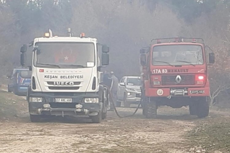 Edirne Keşan'da korkutan yangın