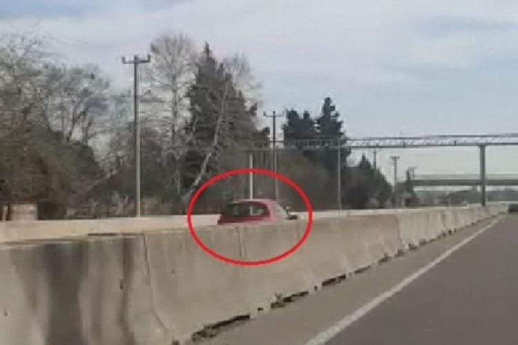 Yalova'da kara yolunda panik anları: Otomobiliyle ters şeritte ilerledi