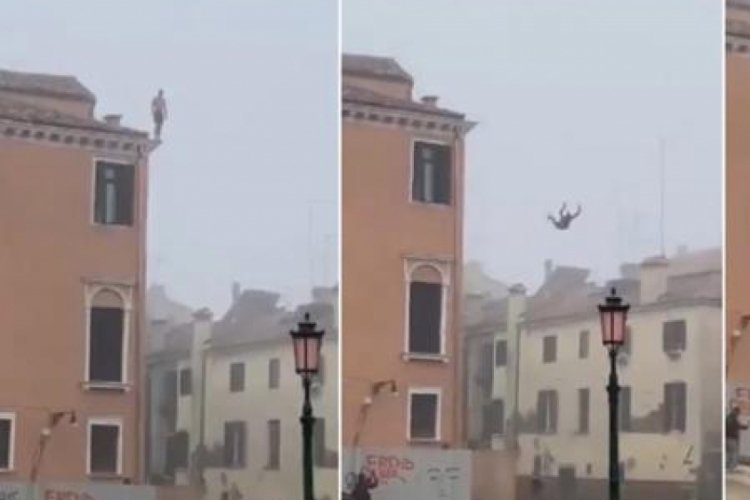İtalya'da binanın tepesinden kanala atlayan turiste 'aptallık sertifikası'