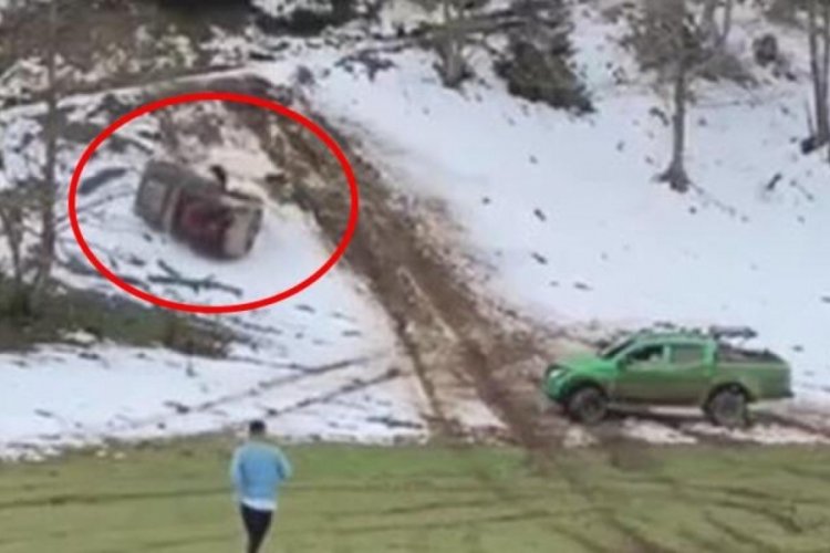 Artvin'de off-road aracının takla attığı kaza kamerada