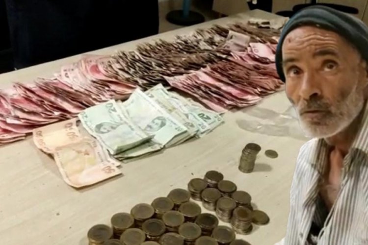 Dilencinin yarım g&uuml;nl&uuml;k mesaisi şoke etti!